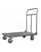 Carrello a pianale in acciaio alimentare AISI 304, 4 ruote (2 fisse 2 girevoli con freno) Øcm 12,5 - piano cm 50x80