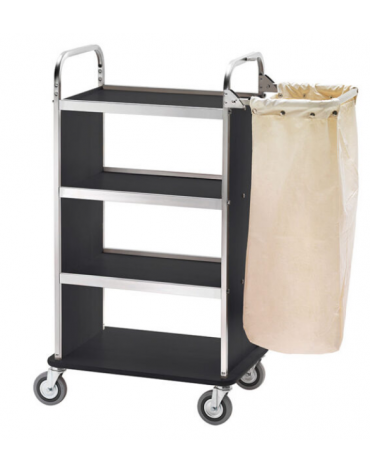 Carrello portabiancheria inox, 4 ripiani in laminato, colore Carbon - cm 100x50x123h