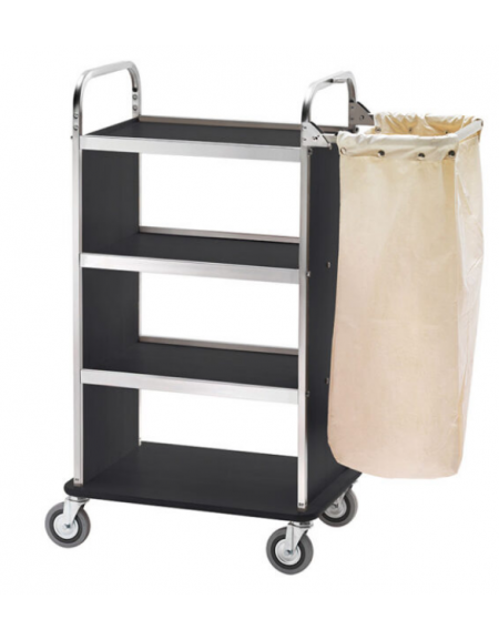 Carrello portabiancheria inox, 4 ripiani in laminato, colore Carbon - cm 100x50x123h