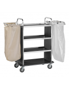 Carrello portabiancheria inox, 4 ripiani in laminato - colore Carbon - cm 143x50x123h