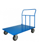 Carrello con pianale in lamiera 20/10 - portata kg 500 - 4 ruote girevoli gomma piena, 2 con freno Ø cm 20 - piano cm 80x120