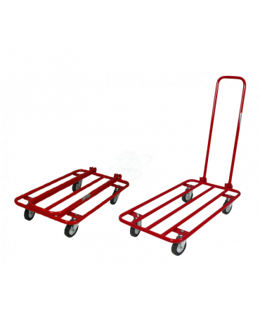 Pianale in tubolare con manico pieghevole maxi 4 ruote girevoli Ø cm 10 - cm 45x75x91h