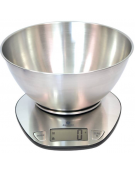 BILANCIA ELETTRONICA ACCIAIO CON CIOTOLA - PORTATA 5KG - PIATTO Ø MM 115 - mm 215x215x130