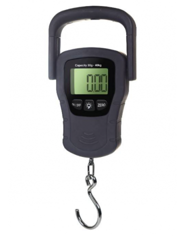 GANCIO PESATORE ELETTRONICO IN ABS - PORTATA KG 40 - SCALA G 50 - METRO PER MISURARE INCORPORATO - mm 232x90x25h