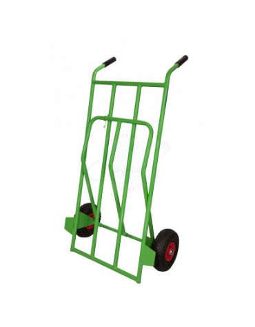 Carrello Portabagagli, portasacchi pesante con pedana ribaltabile - 2 ruote pneumatiche cerchio nylon Ø cm 26 - cm 66x125