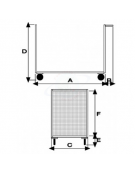 Carrello con pianale con 2 sponde in rete 4 ruote ( 2 fisse - 2 girevoli ) gomma industriale Ø cm 14 - cm 60x90x81h