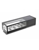 Vetrina refrigerata statica da banco per sushi 0°C/+12°C con 4 vasche da GN 1/3 incluse - Vetri dritti - cm 117,7x40,6x31,8h