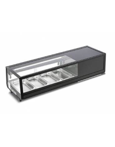 Vetrina refrigerata statica da banco per sushi 0°C/+12°C con 4 vasche da GN 1/3 incluse - Vetri dritti - cm 117,7x40,6x31,8h