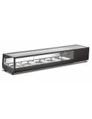 Vetrina refrigerata da banco per sushi con 5 vasche da 1/2 GN, profondità 4,5 cm