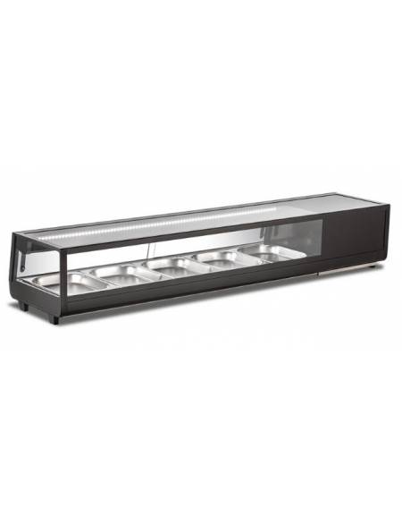 Vetrina refrigerata da banco per sushi con 5 vasche da 1/2 GN, profondità 4,5 cm