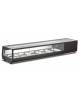 Vetrina refrigerata da banco per sushi con vetri dritti statica 0°C / +12°C con 5 vaschette GN 1/2 incluse - cm 180x40,6x31,8h