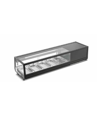 Vetrina refrigerata da banco per sushi con 5 vasche da 1/2 GN, profondità 4,5 cm