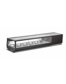 Vetrina refrigerata per sushi con vetro frontale dritto statica +0°/+12 °C con 6 vaschette GN 1/3 incluse - cm 152,9x40,6x31,8h