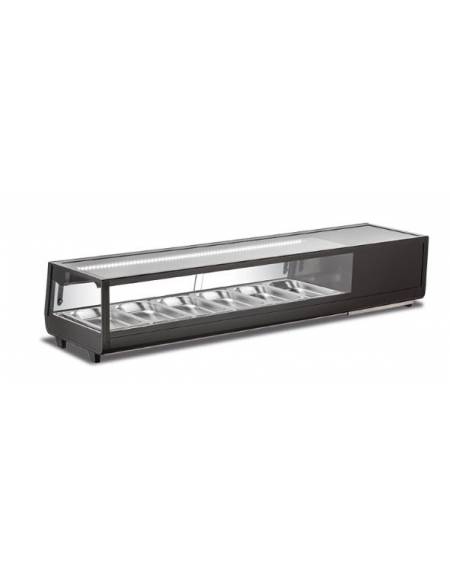 Vetrina refrigerata da banco per sushi con 5 vasche da 1/2 GN, profondità 4,5 cm