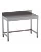 Tavolo professionale da lavoro in acciaio inox con cornice inferiore ed alzatina posteriore - cm 130x60x85/90h