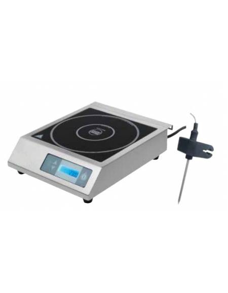 Piastra ad induzione in vetroceramica da 3,5 Kw - Superficie utile cottura Ø cm 28 - con sonda termometro Piastra ad induzione in vetroceramica da 3,5 Kw - Superficie utile cottura Ø cm 28 - con sonda termometro