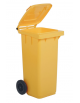 Pattumiera per raccolta differenziata - GIALLO - Contenitore in polietilene - Litri 120 - Ruote cm 20 - cm 55x48x93h