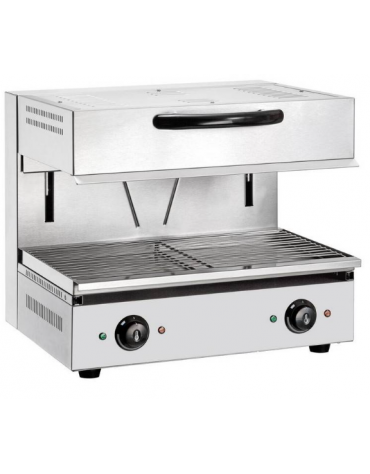 Salamandra elettrica mobile in acciaio inox - Superficie utile mm 585x350 - 2 zone incandescenti