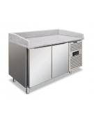Tavolo refrigerato pizzeria 3 porte, 2 ripiani - 390 Lt. - piano in granito - mm 1515x800x1000h