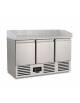 Saladette banco pizza refrigerato , 3 porte - Statico con agitatore +2°+8°C - Cm 140×700×100h - Piano in granito - CLASSE C