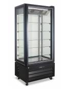 Vetrina verticale negativa ventilata no frost -18°/-22°C - N° 4 Lati a vetro - Colore Nero - cm 85x65x195h
