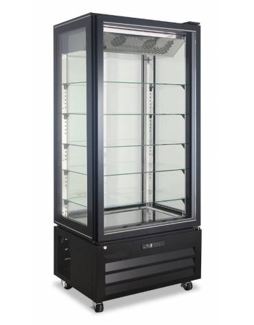 Vetrina verticale negativa ventilata no frost -18°/-22°C - N° 4 Lati a vetro - Colore Nero - cm 85x65x195h