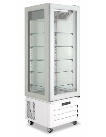 Vetrina verticale negativa ventilata no frost -18°/-22°C - N° 4 Lati a vetro - Colore Bianco - cm 65x65x195h