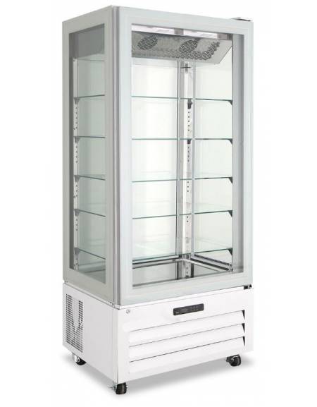 Vetrina verticale negativa ventilata no frost -18°/-22°C - N° 4 Lati a vetro - Colore Bianco - cm 85x65x195h