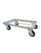 Carrello in Acciaio per Trasporto di 2 Contenitori 400x300 o 1 Contenitore 600x400  - 4 Ruote Girevoli In Gomma - cm 60x40x10h