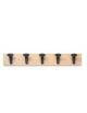 Attaccapanni a Parete 5 Posti - Tavoletta in legno nobilitato colore faggio - Portamantelli in ABS colori a scelta - cm 100x15H