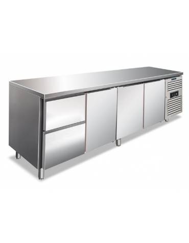Tavolo refrigerato 4 Porte gastronorm in acciaio cm 223x70x85h