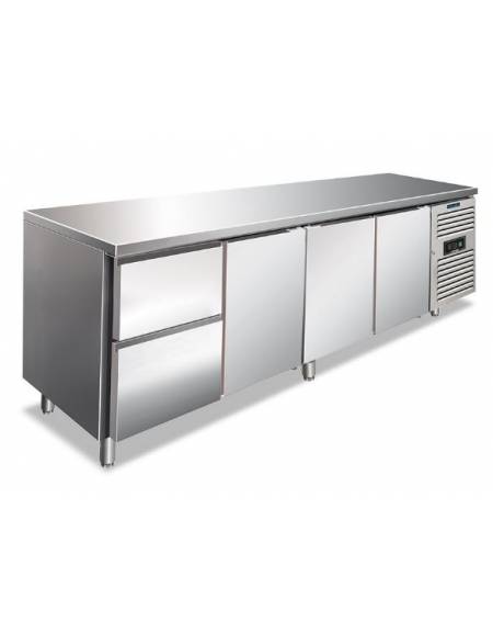 Tavolo refrigerato 4 Porte gastronorm in acciaio cm 223x70x85h