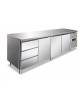 Tavolo refrigerato 3 Porte + N° 1 Cassettiera a 3 cassetti GN 1/3 in inox AISI 304 - Ventilato TN -2°+8°C - cm 223x70x86h