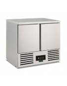 Banco Saladette in acciaio Inox AISI 304 ventilato  - 2 porte - capacità 240 Lt. - temp. -2° +8°C - GN 1/1 - mm 900x700x850h