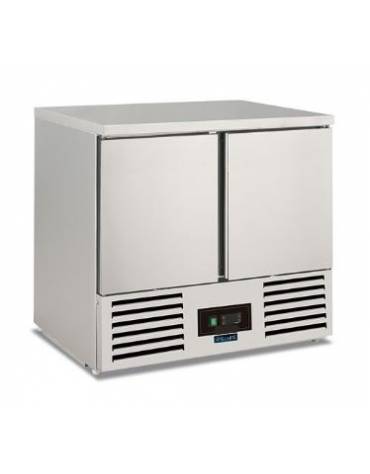 Banco Saladette in acciaio Inox AISI 304 ventilato  - 2 porte - capacità 240 Lt. - temp. -2° +8°C - GN 1/1 - mm 900x700x850h
