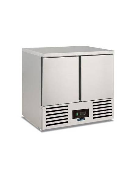 Banco Saladette in acciaio Inox AISI 304 ventilato  - 2 porte - capacità 240 Lt. - temp. -2° +8°C - GN 1/1 - mm 900x700x850h