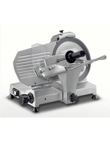 AFFETTATRICE A GRAVITA' IN ALLUMINIO ANODIZZATO LAMA DIAMETRO CM 25 - PIATTO MM 230x230 - SPESSORE TAGLIO MM 13