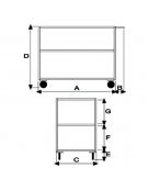 Portatutto Medio a 3 piani e Ruote Girevoli 4 ruote girevoli gomma piena Ø 125 - Dimensioni piano mm 500x800 - Portata Kg. 250