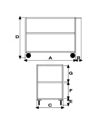 Portatutto Medio a 3 piani e Ruote Girevoli 4 ruote girevoli gomma piena Ø 125 - Dimensioni piano mm 500x800 - Portata Kg. 250