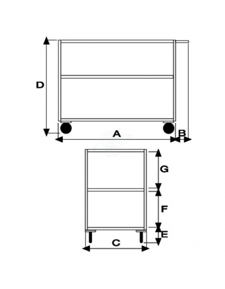 Portatutto Medio a 3 piani, 4 ruote girevoli di cui 2 con freno in gomma Ø 125 Dimensioni piano cm 50x80 Portata Kg. 250