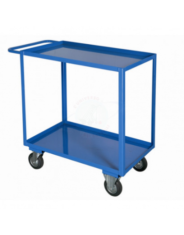 Carrello portatutto Maxi a 2 Vasche Alta Portata 4 ruote ( 2 fisse - 2 girevoli) in gomma piena Ø 200 Dimensioni piano cm 120x80