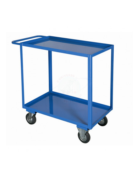 Carrello portatutto Maxi a 2 Vasche Alta Portata 4 ruote ( 2 fisse - 2 girevoli) in gomma piena Ø 200 Dimensioni piano cm 120x80