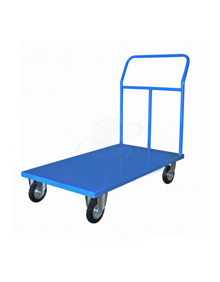Carrello con Pianale portata Kg.500 -  4 ruote(2 fisse-2 girevoli) gomma piena Ø 200 Dimensioni cm 70x100x105,5