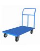 Carrello con pianale lamiera 20/10, alta manovrabilità - portata kg 500 - 4 ruote girevoli gomma piena - piano cm 70x100