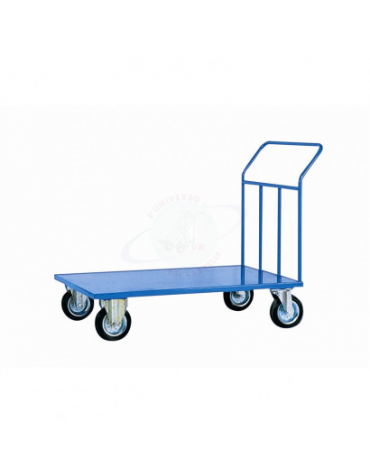 Carrello con pianale in lamiera 20/10 , portata Kg.500 4 ruote (2 fisse-2 girevoli con freno) in gomma elastica Ø 200