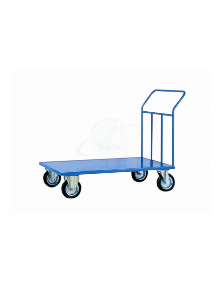 Carrello con pianale in lamiera 20/10 , portata Kg.500 4 ruote (2 fisse-2 girevoli con freno) in gomma elastica Ø 200