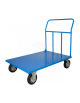 Carrello con pianale in lamiera 20/10 - portata Kg.500 - 4 ruote girevoli (2 con freno) in gomma elastica - piano cm 80x120