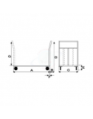 Carrello con pianale in lamiera 20/10, portata Kg.500 4 ruote girevoli di cui 2 con freno in gomma elastica - piano cm 80x120