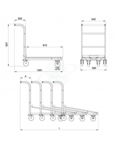 Carrello con Pianetta Brico piano in rete - Salvaspazio 4 ruote 125 cm, Dimensioni cm 59x108,1x93,7 h Imbottigliamento cm 26
