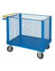 Carrello con Pianale con 4 sponde in rete con freno normalmente attivo 4 ruote Ø150 desmopan (2 fisse - 2 girevoli), Dim. cm 60x